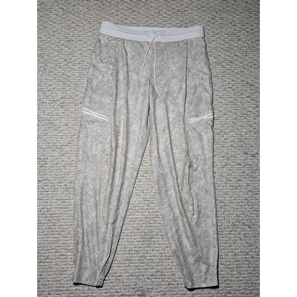 Athleta Venture Printed Pants Joggers Cream Gray Women's 10